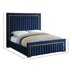 Dolce Velvet Upholstered Queen Bed (3 Boxes) in Navy