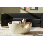 Doma Glass Top And Iron Base Coffee Table in Cream