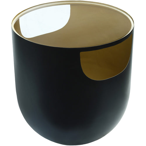 Doma Glass Top And Iron Base End / Side Table in Black