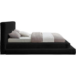 Drew Corduroy Fabric Upholstered King Bed (3 Boxes) in Black