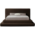 Drew Corduroy Fabric Upholstered King Bed (3 Boxes) in Brown