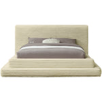Drew Corduroy Fabric Upholstered King Bed (3 Boxes) in Cream