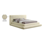 Drew Corduroy Fabric Upholstered King Bed (3 Boxes) in Cream