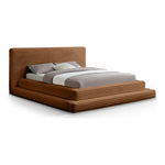Drew Corduroy Fabric Upholstered King Bed (3 Boxes) in Saddle