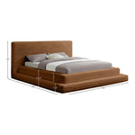 Drew Corduroy Fabric Upholstered King Bed (3 Boxes) in Saddle