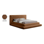 Drew Corduroy Fabric Upholstered King Bed (3 Boxes) in Saddle