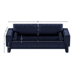 Madeline 89" Chenille Fabric Upholstered Sofa in Navy