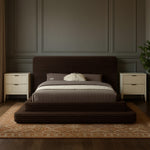 Drew Corduroy Fabric Upholstered Queen Bed (3 Boxes) in Brown