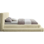 Drew Corduroy Fabric Upholstered Queen Bed (3 Boxes) in Cream