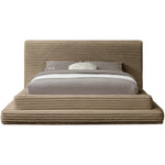 Drew Corduroy Fabric Upholstered Queen Bed (3 Boxes) in Taupe