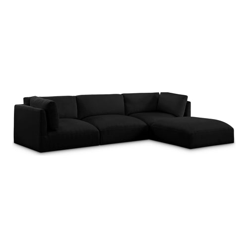 Ease 114" Fabric Upholstered 4pc. Modular Sectional in Black