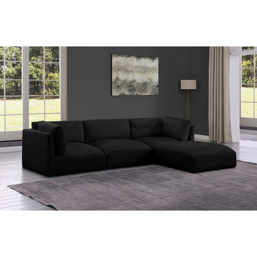 Ease 114" Fabric Upholstered 4pc. Modular Sectional in Black
