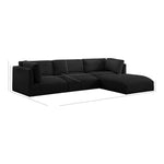 Ease 114" Fabric Upholstered 4pc. Modular Sectional in Black