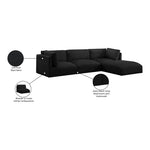 Ease 114" Fabric Upholstered 4pc. Modular Sectional in Black