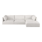 Ease 114" Fabric Upholstered 4pc. Modular Sectional in Cream