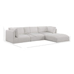 Ease 114" Fabric Upholstered 4pc. Modular Sectional in Cream