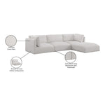 Ease 114" Fabric Upholstered 4pc. Modular Sectional in Cream