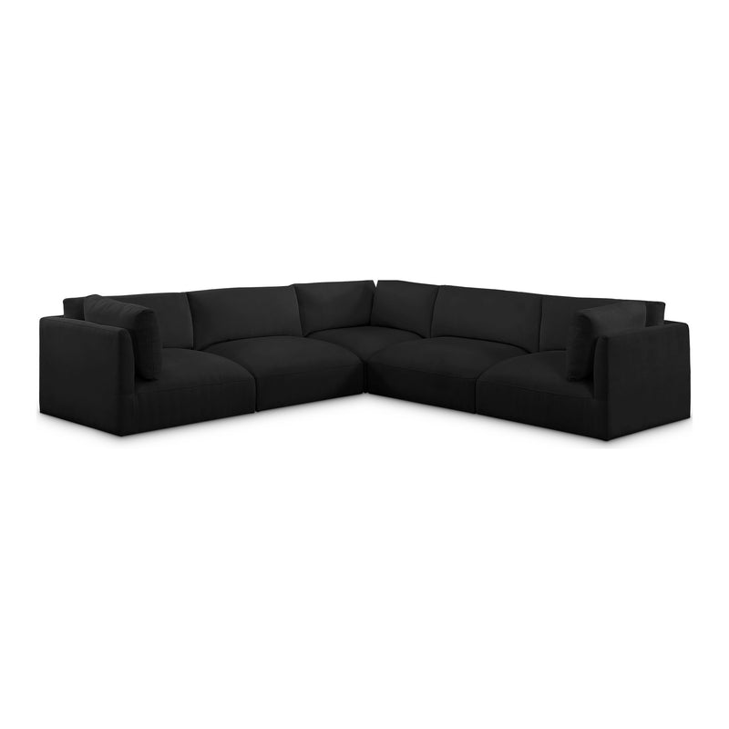 Ease 114" Fabric Upholstered 5pc. Modular Sectional in Black
