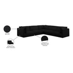 Ease 114" Fabric Upholstered 5pc. Modular Sectional in Black