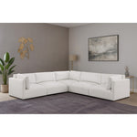 Ease 114" Fabric Upholstered 5pc. Modular Sectional in Cream
