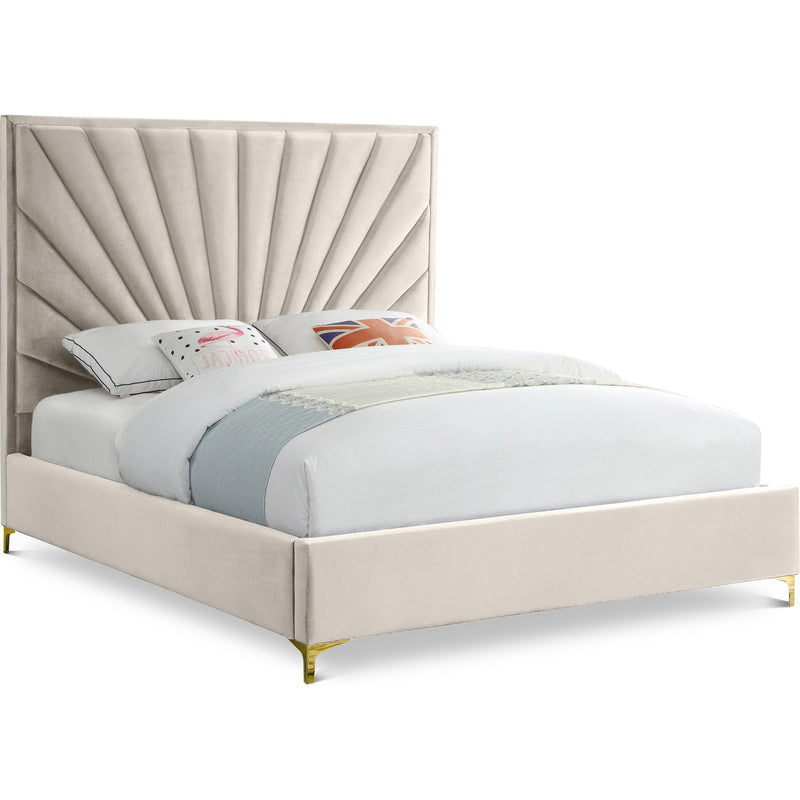 Eclipse Velvet Upholstered King Bed in Cream