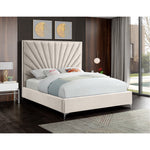 Eclipse Velvet Upholstered King Bed in Cream