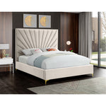 Eclipse Velvet Upholstered King Bed in Cream