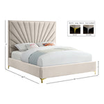 Eclipse Velvet Upholstered King Bed in Cream