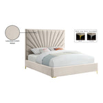 Eclipse Velvet Upholstered King Bed in Cream