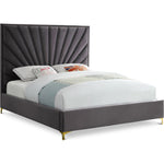 Eclipse Velvet Upholstered King Bed in Grey