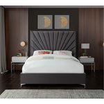 Eclipse Velvet Upholstered King Bed in Grey