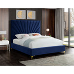 Eclipse Velvet Upholstered King Bed in Navy