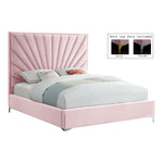 Eclipse Velvet Upholstered King Bed in Pink
