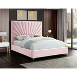 Eclipse Velvet Upholstered King Bed in Pink