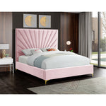 Eclipse Velvet Upholstered King Bed in Pink