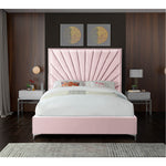 Eclipse Velvet Upholstered King Bed in Pink