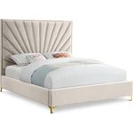 Eclipse Velvet Upholstered Queen Bed in Cream