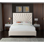 Eclipse Velvet Upholstered Queen Bed in Cream