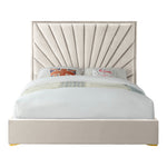 Eclipse Velvet Upholstered Queen Bed in Cream