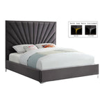 Eclipse Velvet Upholstered Queen Bed in Grey