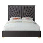 Eclipse Velvet Upholstered Queen Bed in Grey