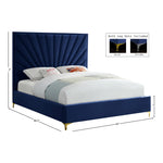 Eclipse Velvet Upholstered Queen Bed in Navy