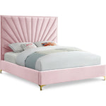 Eclipse Velvet Upholstered Queen Bed in Pink