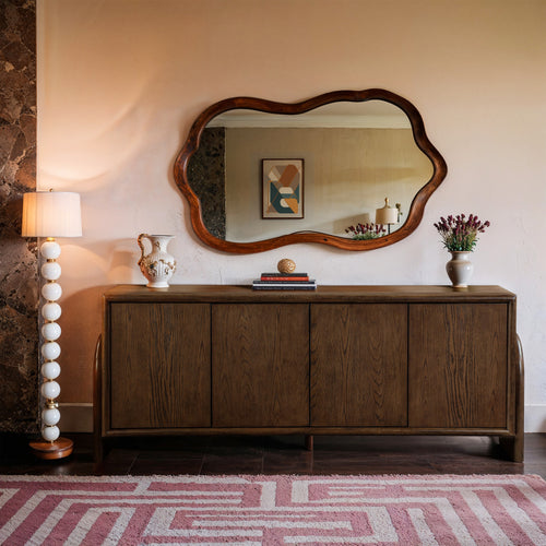Elanor Oak Veneer And Solid Wood Sideboard/Buffet in Brown