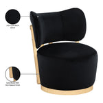 Elara Velvet Upholstered Swivel Accent Chair in Black
