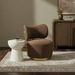 Elara Velvet Upholstered Swivel Accent Chair in Brown