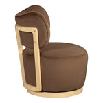 Elara Velvet Upholstered Swivel Accent Chair in Brown