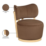 Elara Velvet Upholstered Swivel Accent Chair in Brown