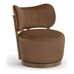 Elara Velvet Upholstered Swivel Accent Chair in Brown