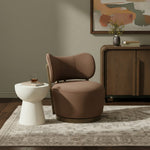 Elara Velvet Upholstered Swivel Accent Chair in Brown